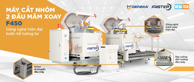 Máy cắt nhôm 2 đầu mâm xoay F450 1